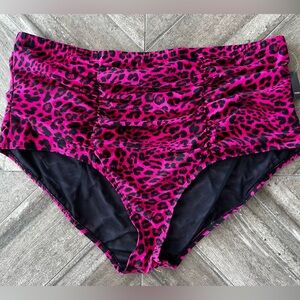 Torrid Pink Leopard Print High-Waisted swim bottoms Torrid size 4, 4X